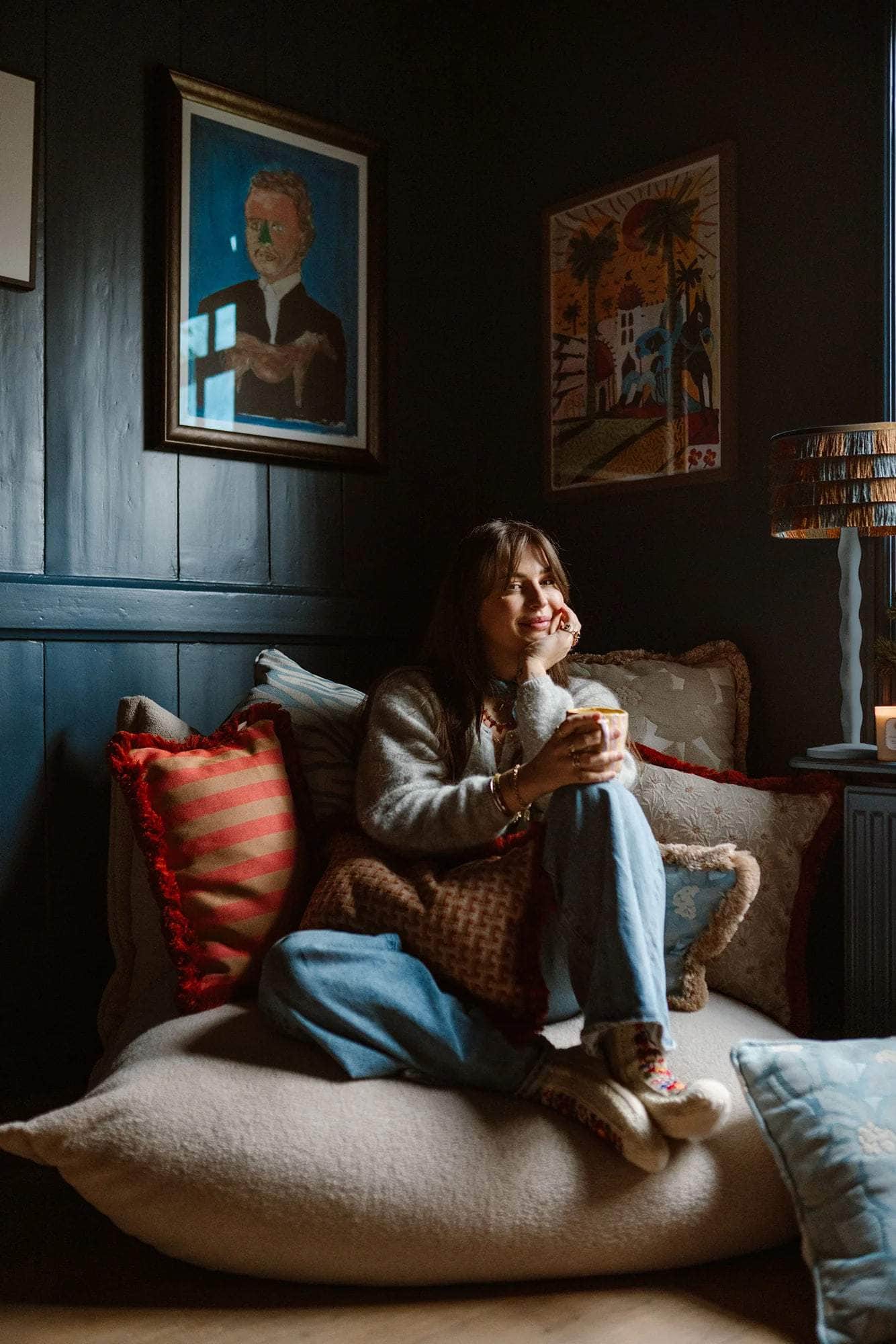 Lampshade Giselle Caramel & Dusty Blue