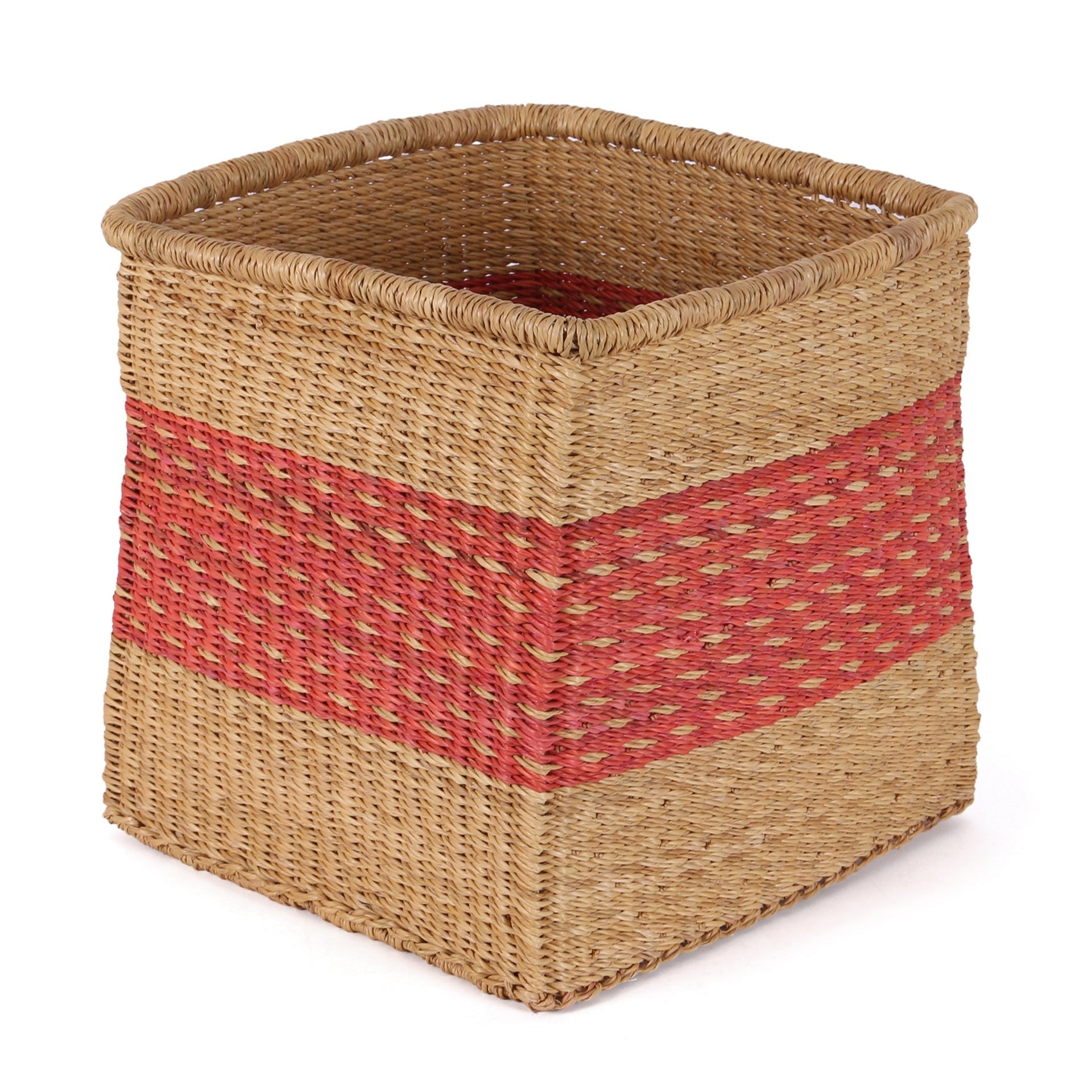 ABEEKU: Orange and Natural Square Storage Basket