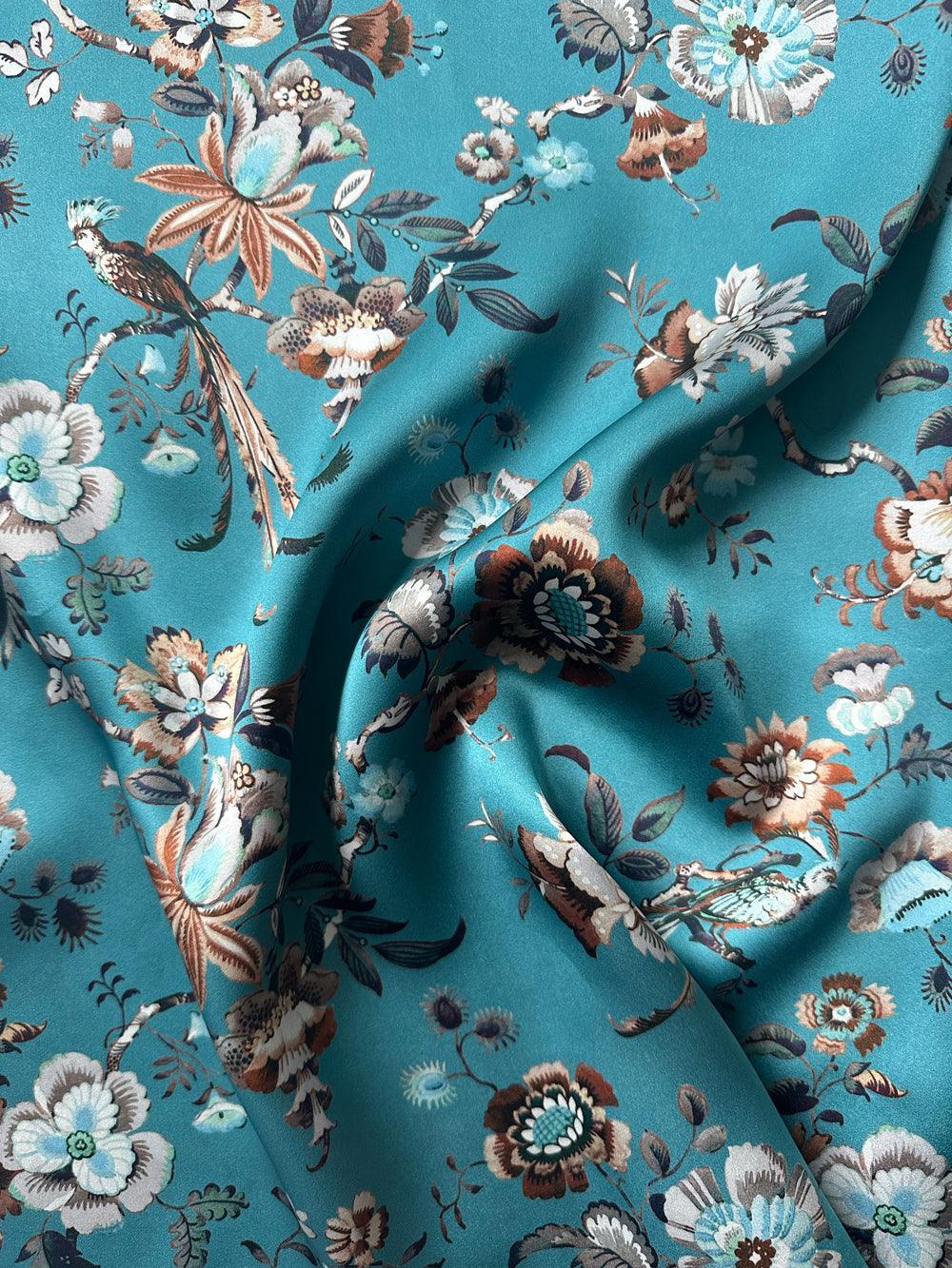 Silk Pillowcase made with Liberty Fabric JANNAH TROPICAL TEAL