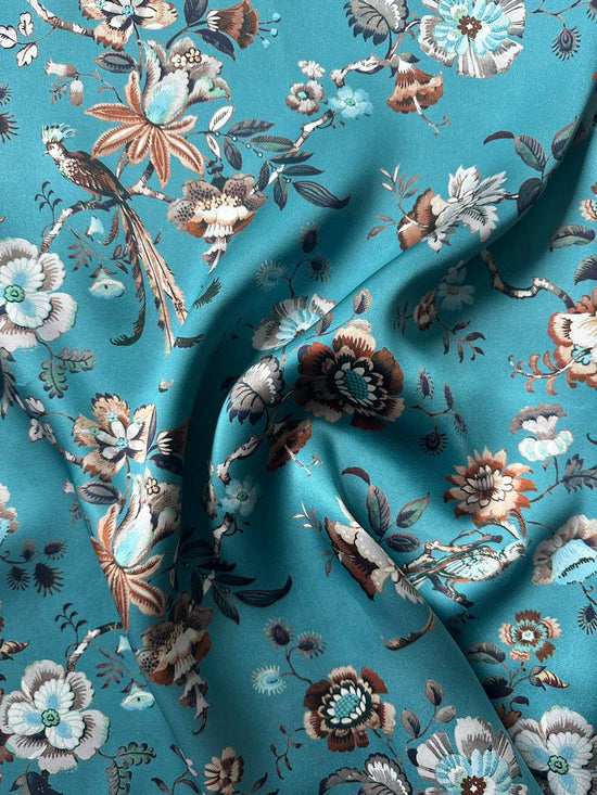 Silk Pillowcase made with Liberty Fabric JANNAH TROPICAL TEAL