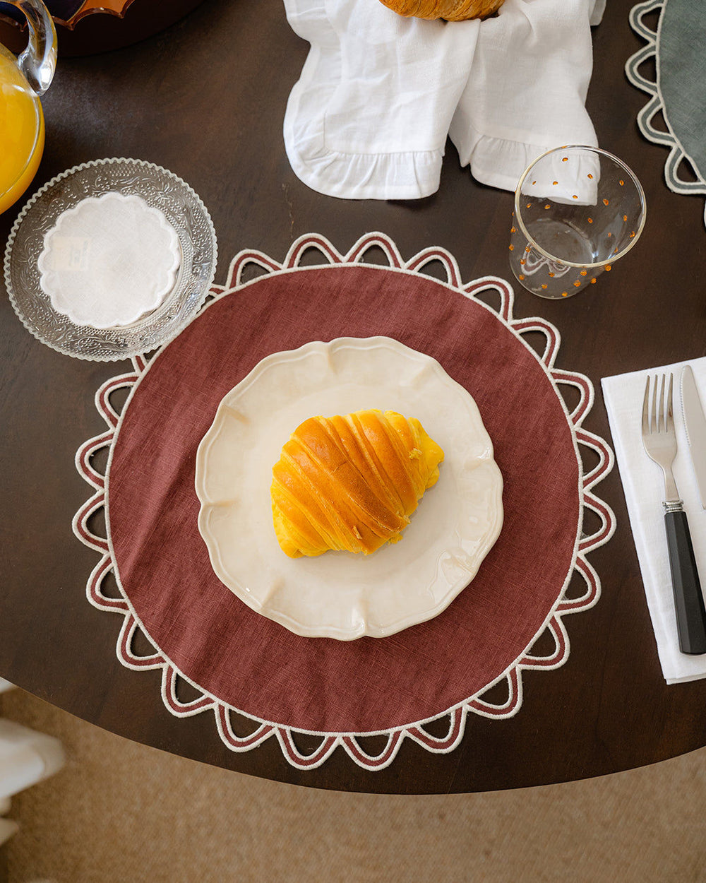 Halo Placemat, Bordeaux with Ecru