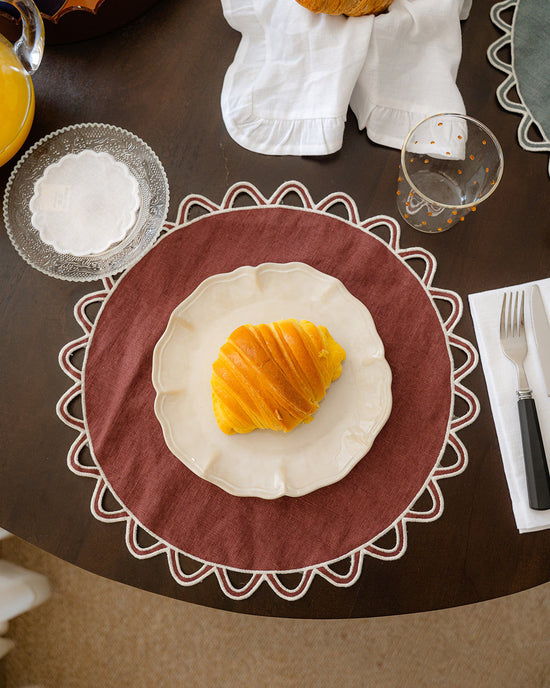 Halo Placemat, Bordeaux with Ecru