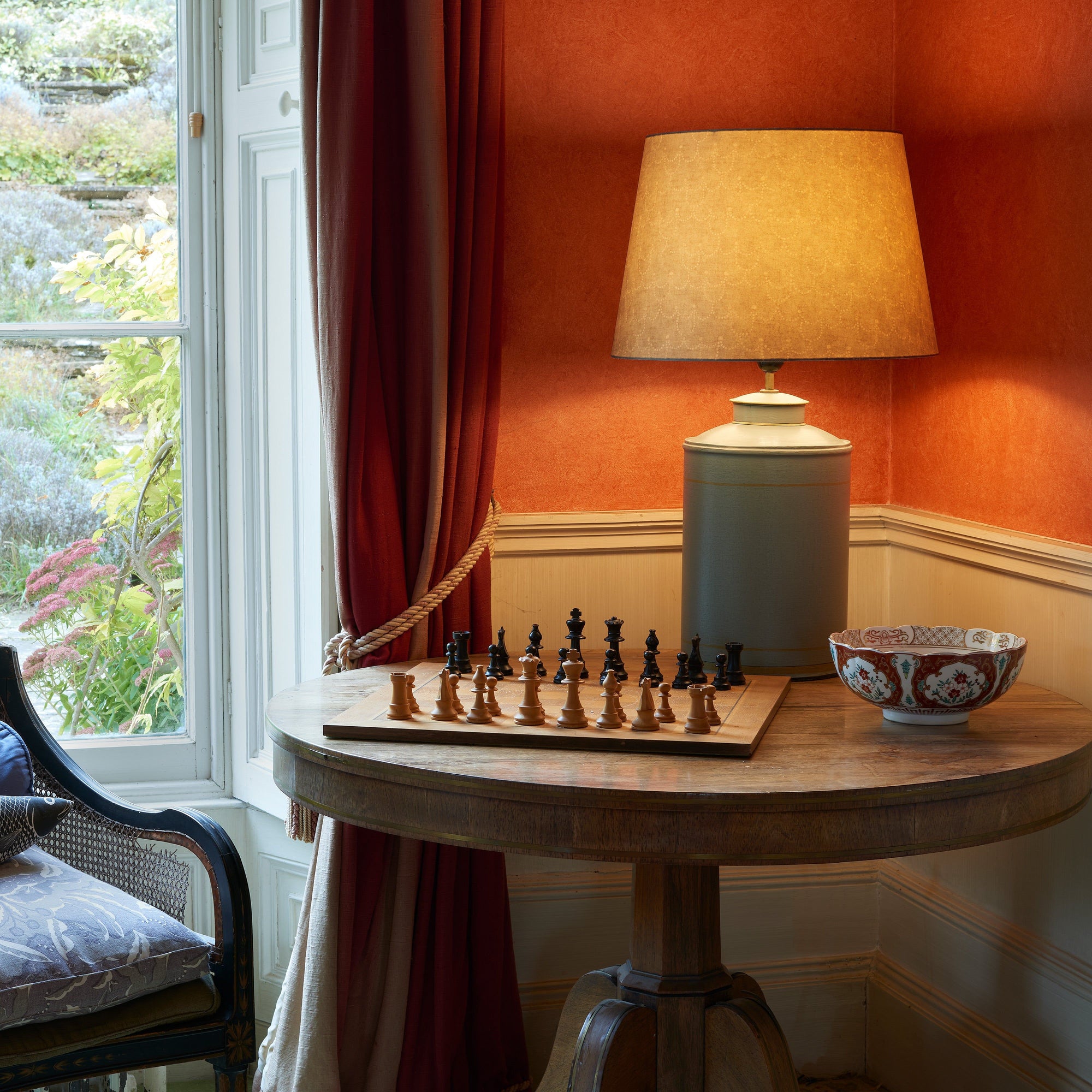 18” Empire Lampshade Pearl Chain – GRIGIO