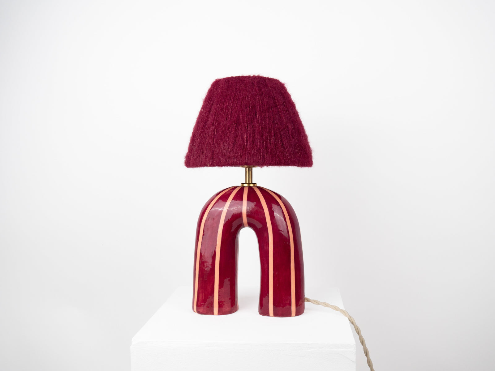 'You' Table Lamp - Maroon Stripes