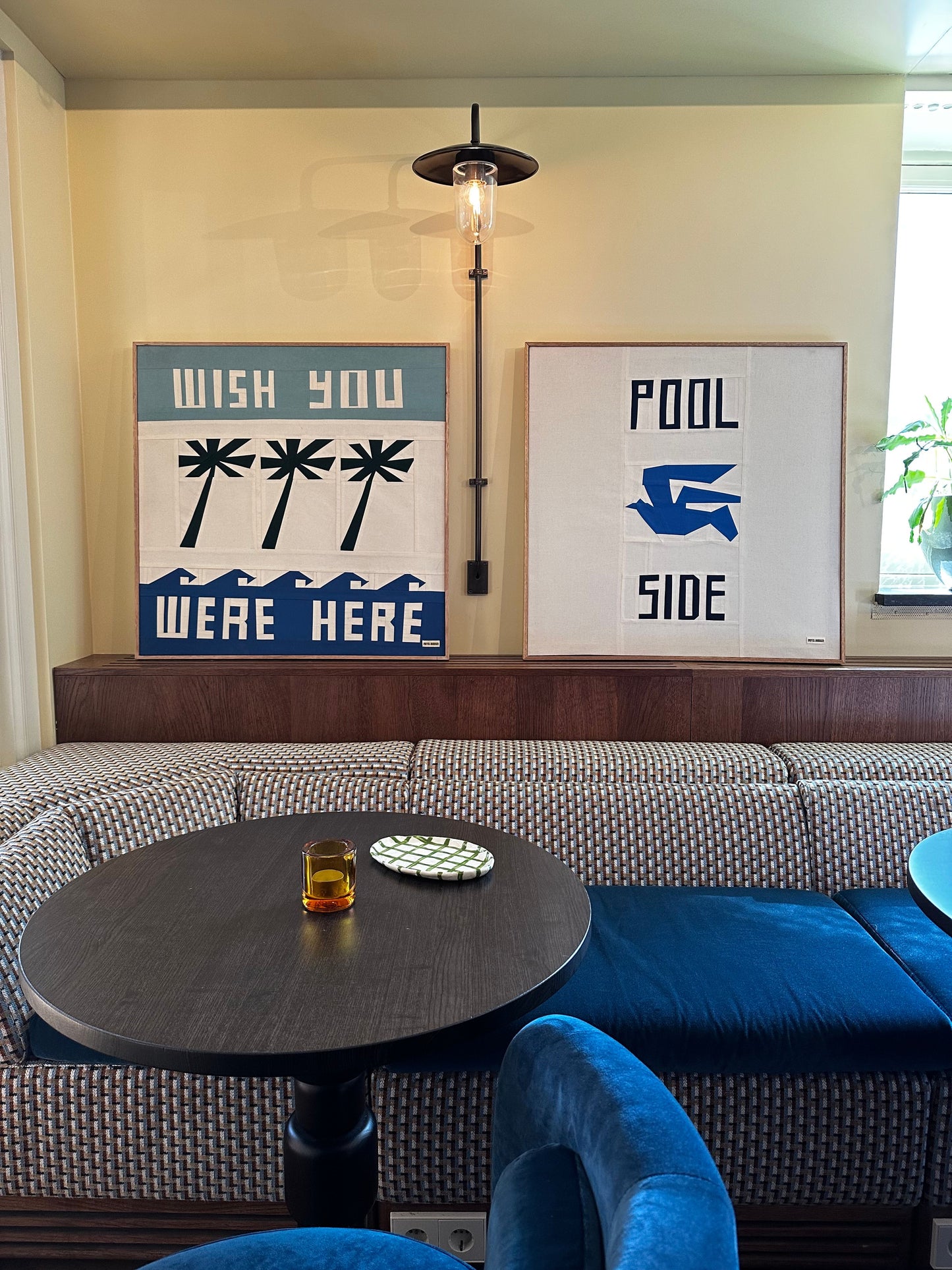 Poolside Original Quilted Artwork in Handmade Frame