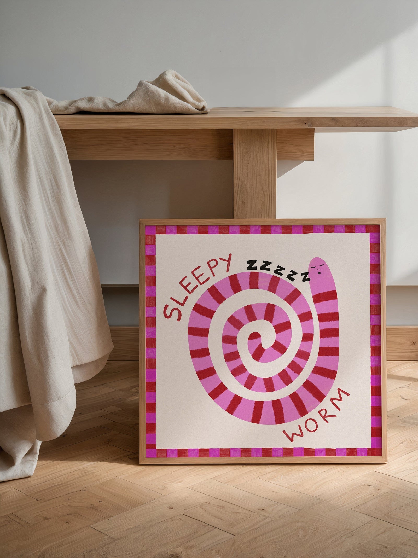 Sleepy Worm Kids Print