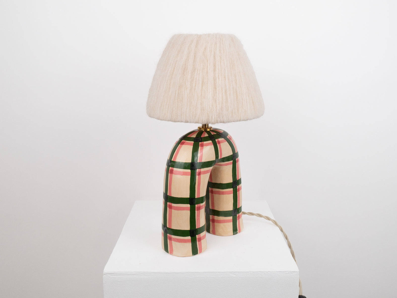 'You' Table Lamp - Green Gingham