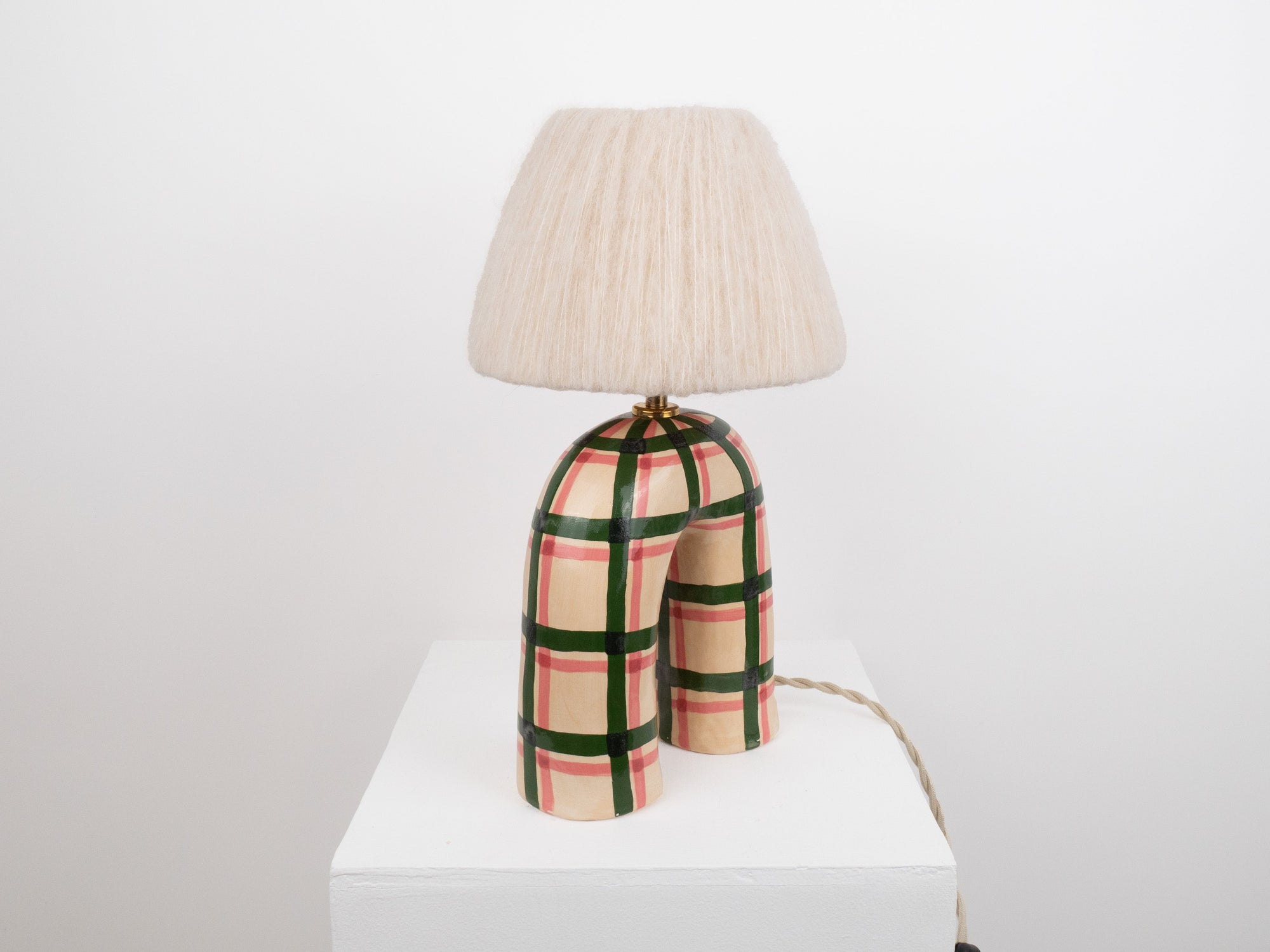 'You' Table Lamp - Green Gingham