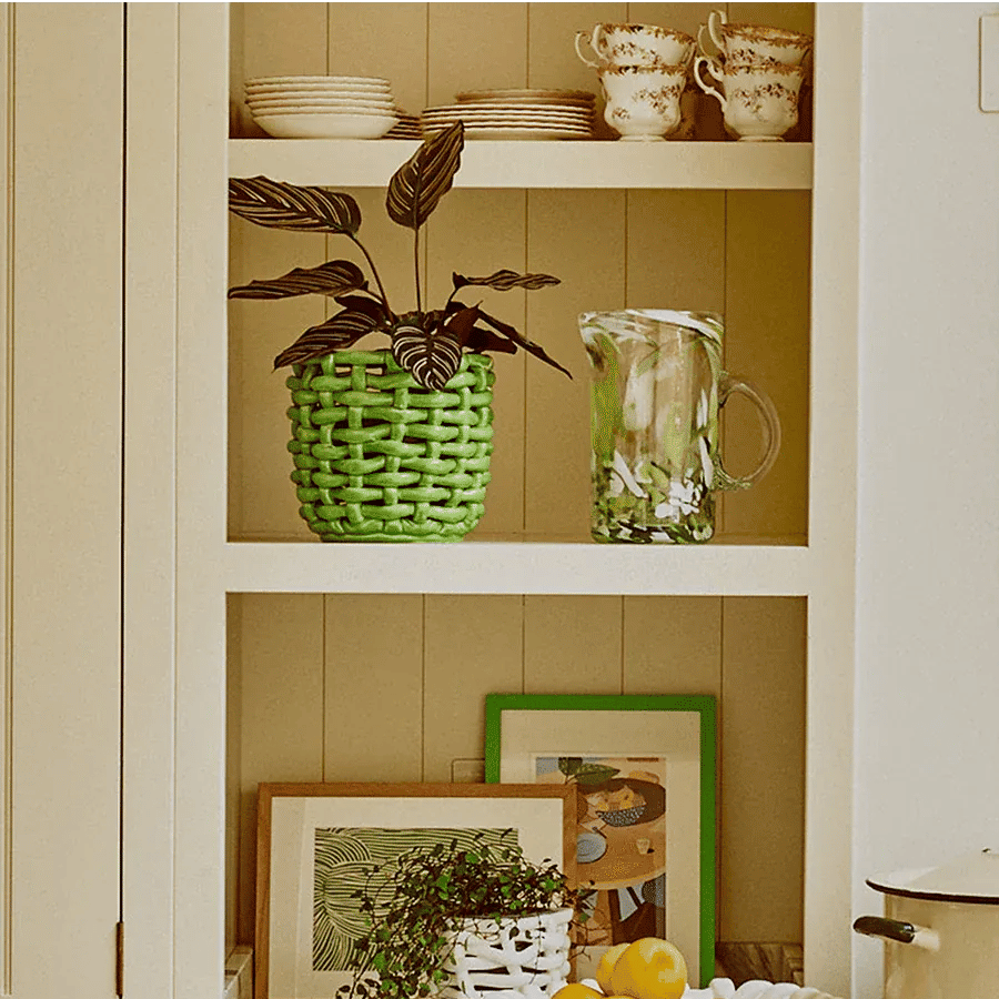 Apple Green Basketweave Planter