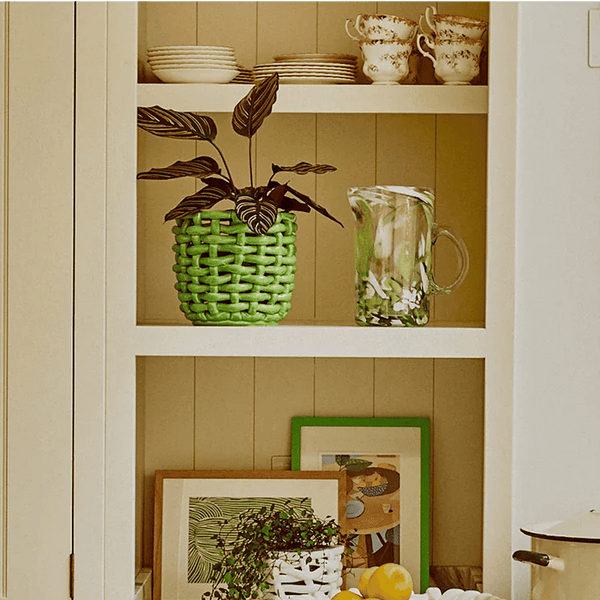 Apple Green Basketweave Planter