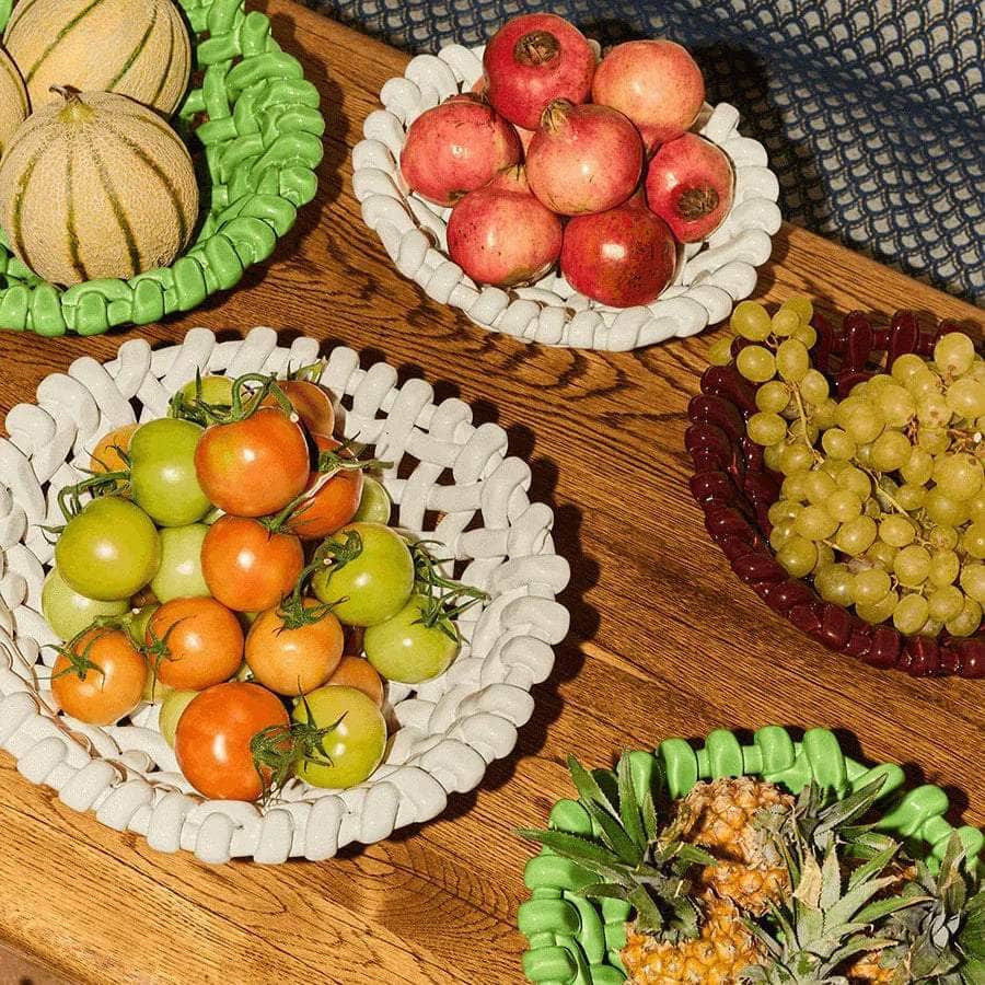 Apple Green Basketweave Bowl