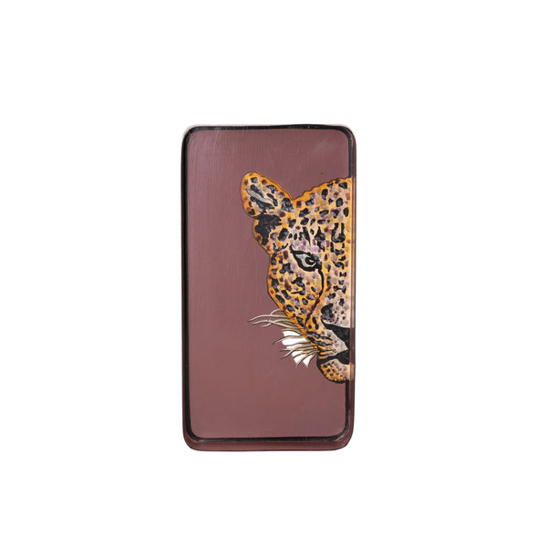 Fauna Hand-Painted Iron Tray - Leopard Left 01