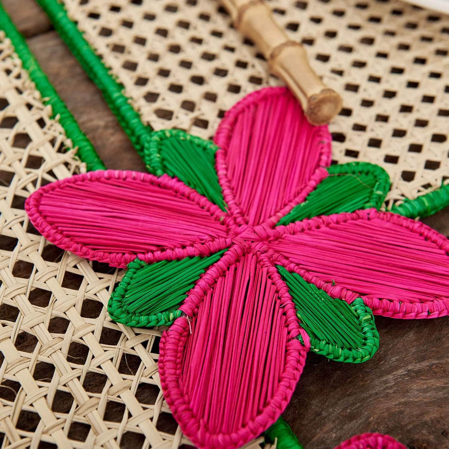 Pink Flowers Rectangular Iraca Placemat