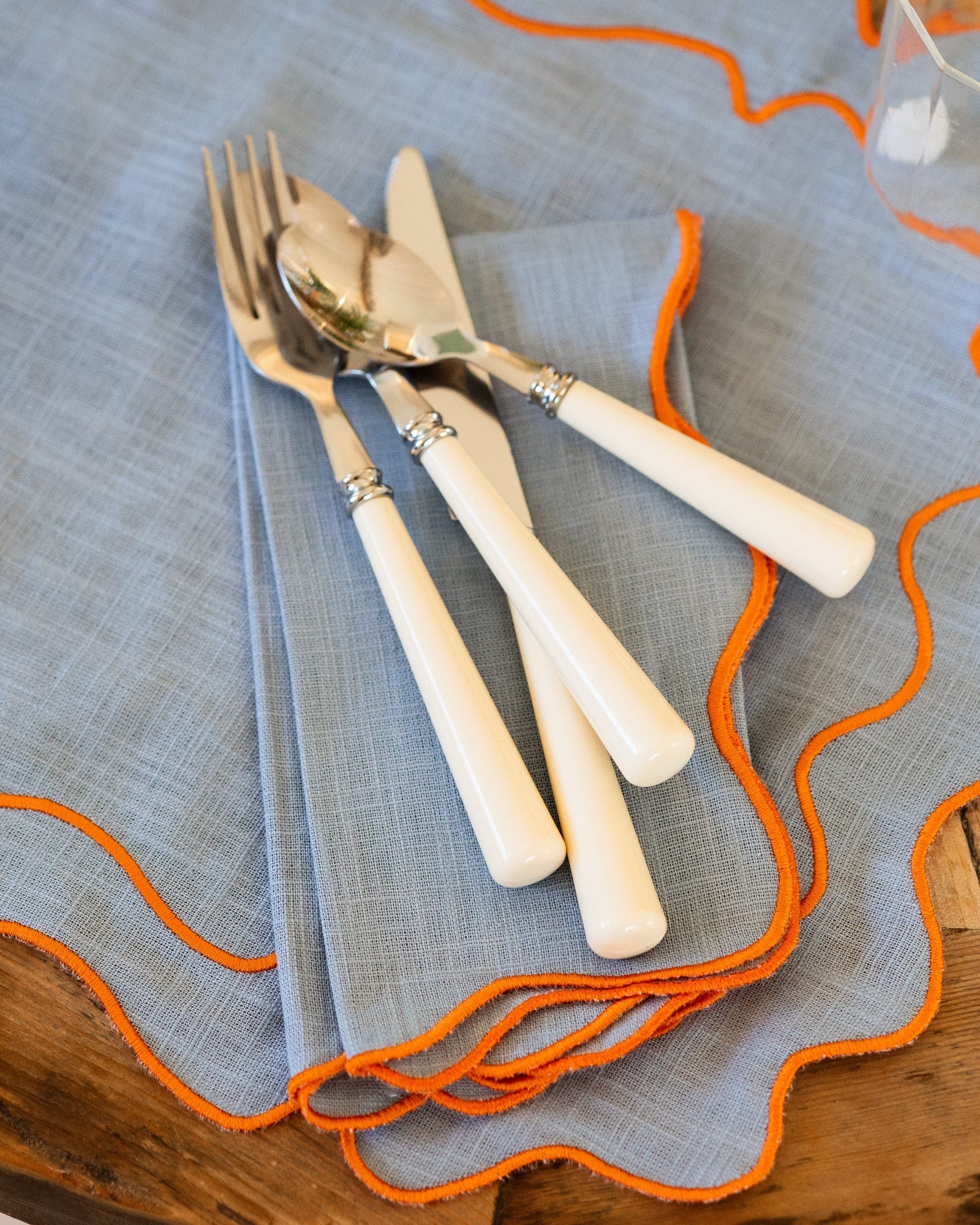 Sintra Napkin, Blue with Orange