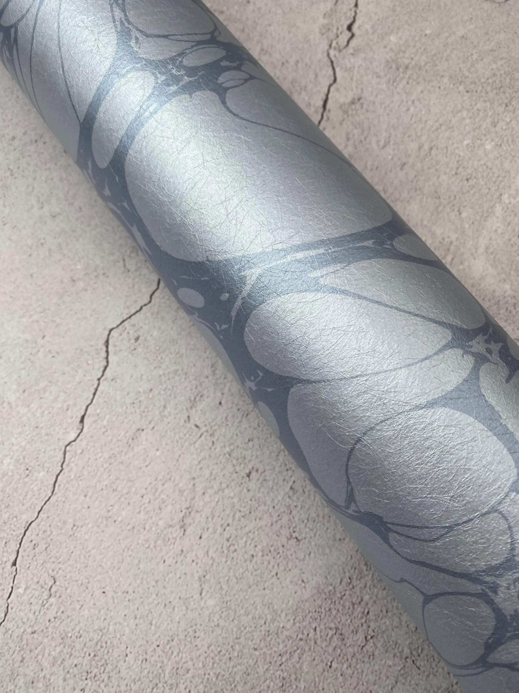 Marbled Wallpaper - 'Moucheté' - Col: Sea Holly - Mica Coated Non-Woven