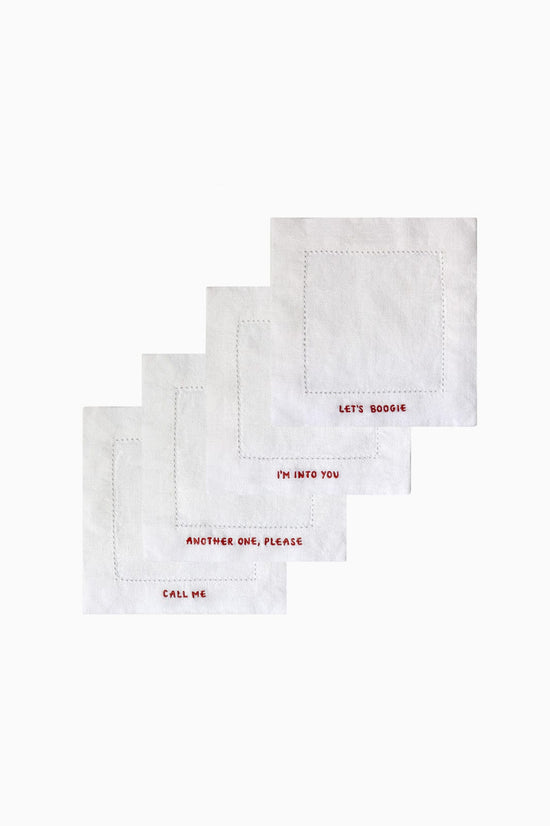 Gratitude Hemstitched Cocktail Linen Napkins - Set of 4