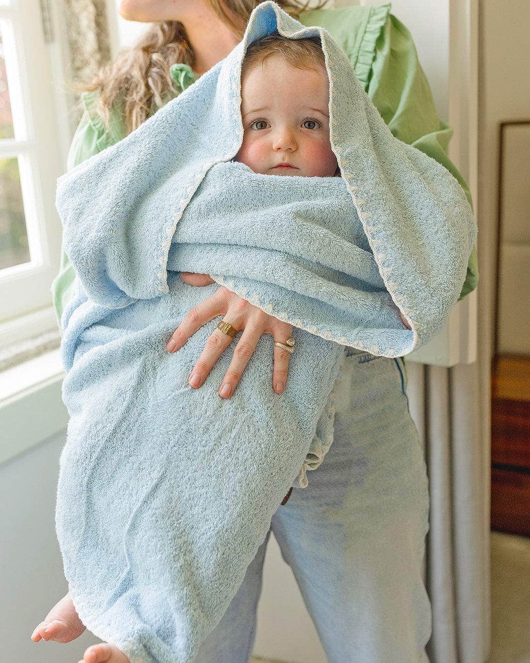 Blue and White Shell Bath Towel