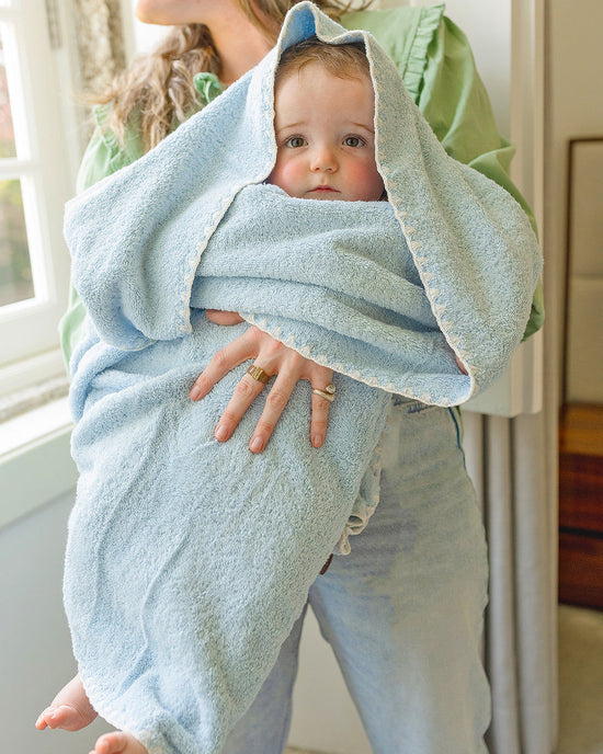 Blue and White Shell Bath Towel