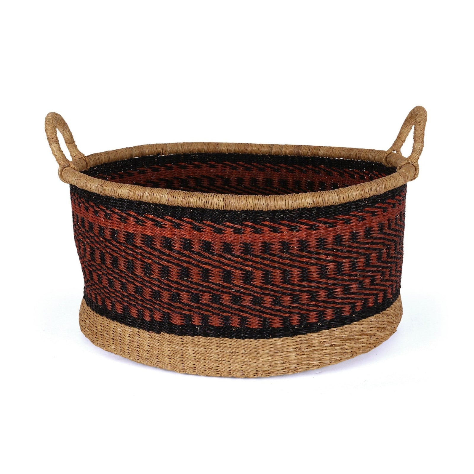 KUNTANASE: Large Brown and Black Floor Storage Basket