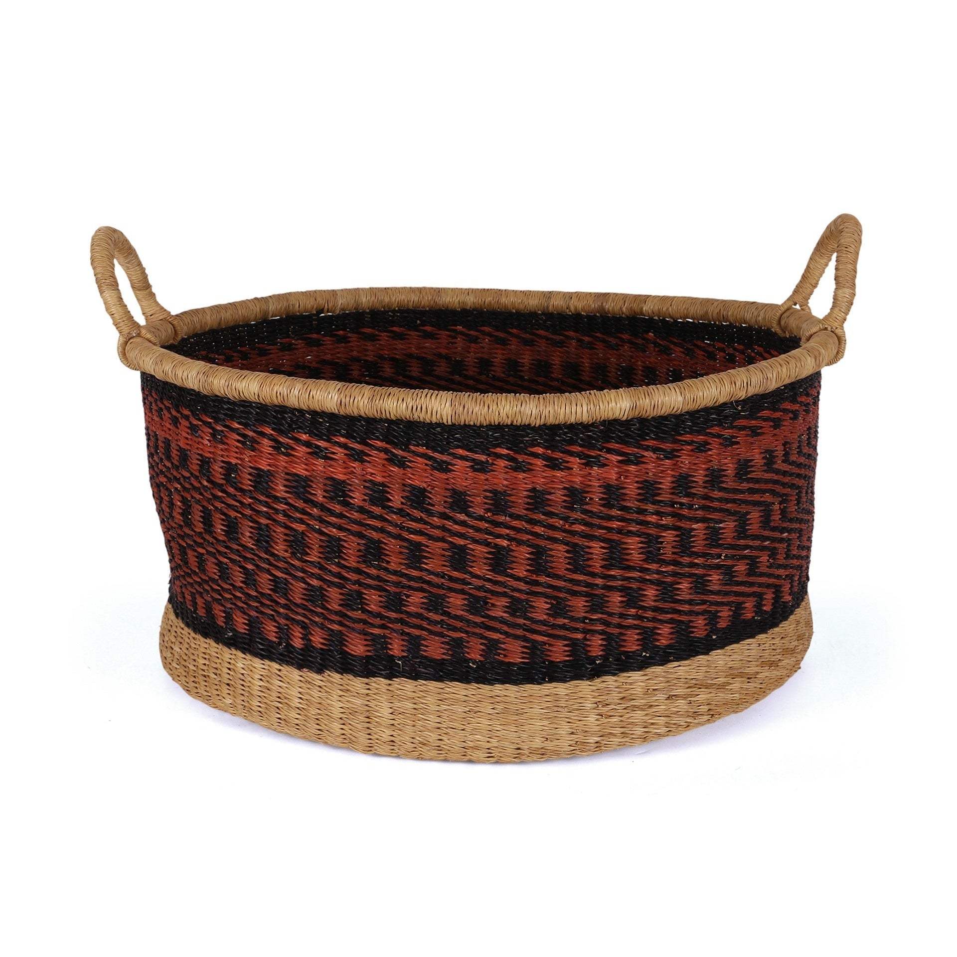 KUNTANASE: Large Brown and Black Floor Storage Basket