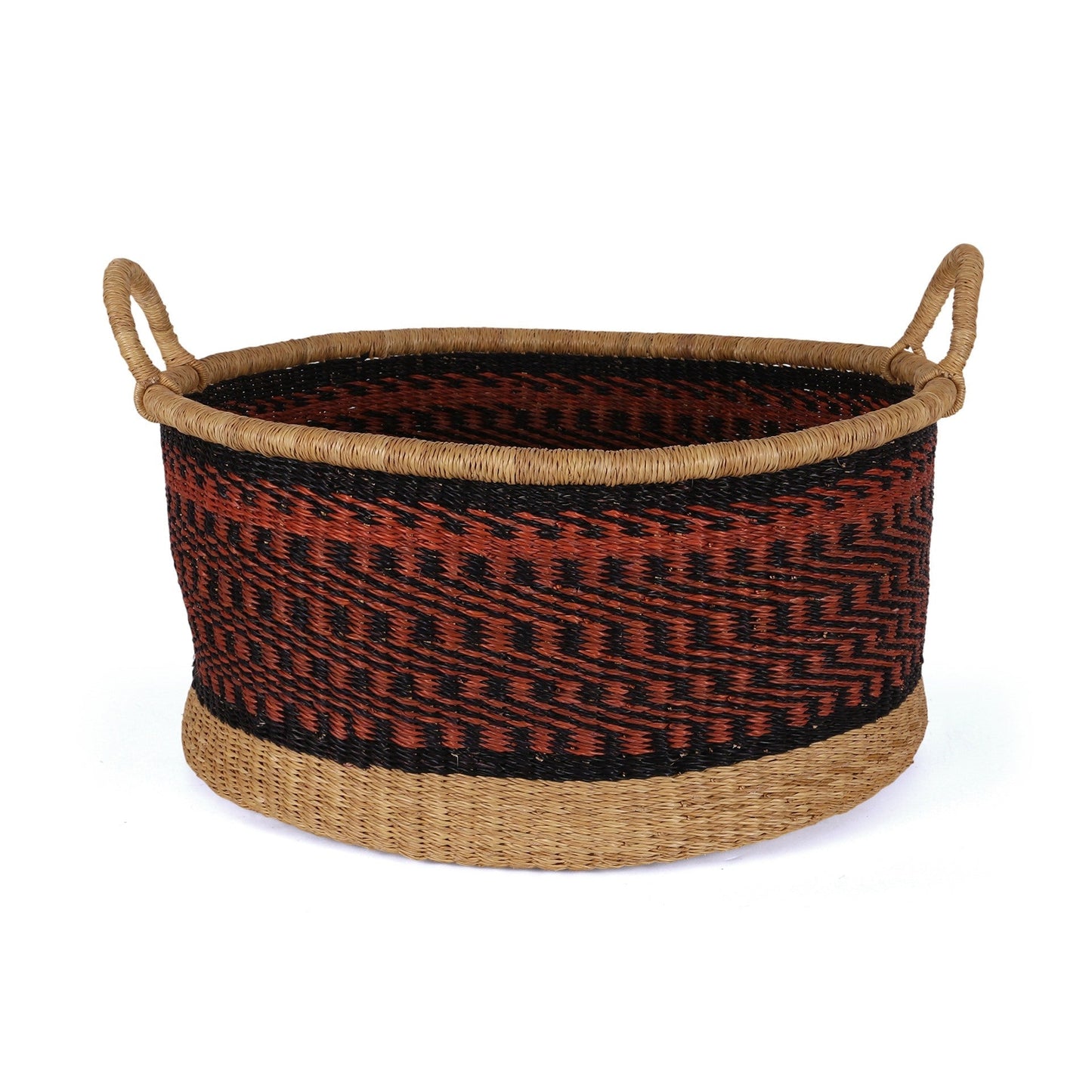 KUNTANASE: Large Brown and Black Floor Storage Basket