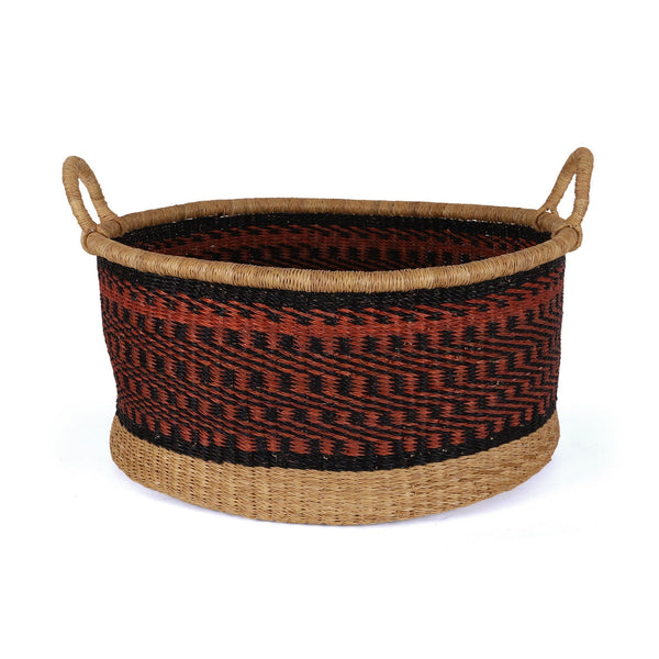 KUNTANASE: Large Brown and Black Floor Storage Basket