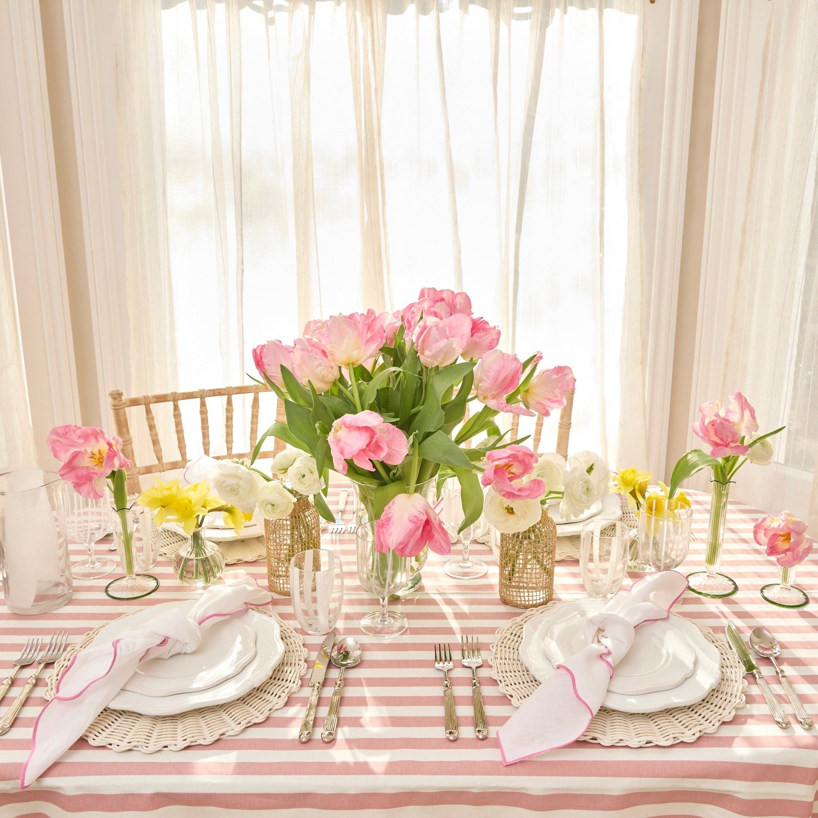 Pink Stripe Tablecloth