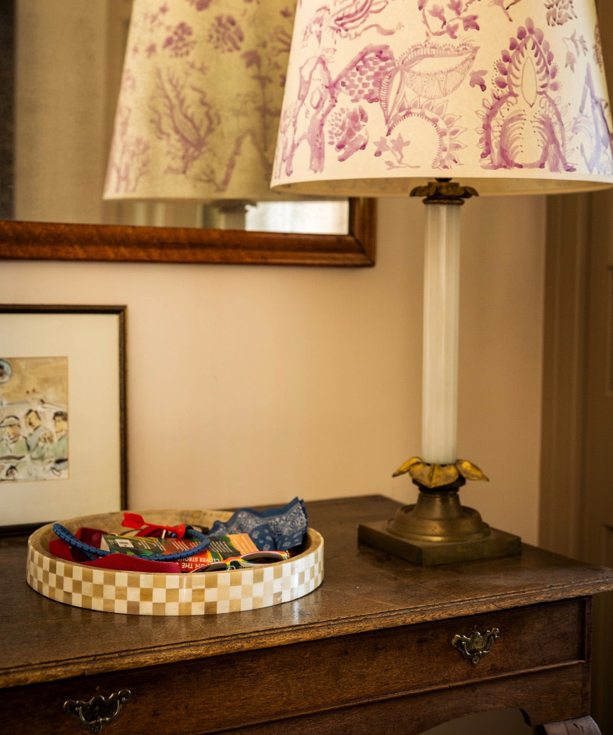 Round Inlay Tray | Beige | Chequered