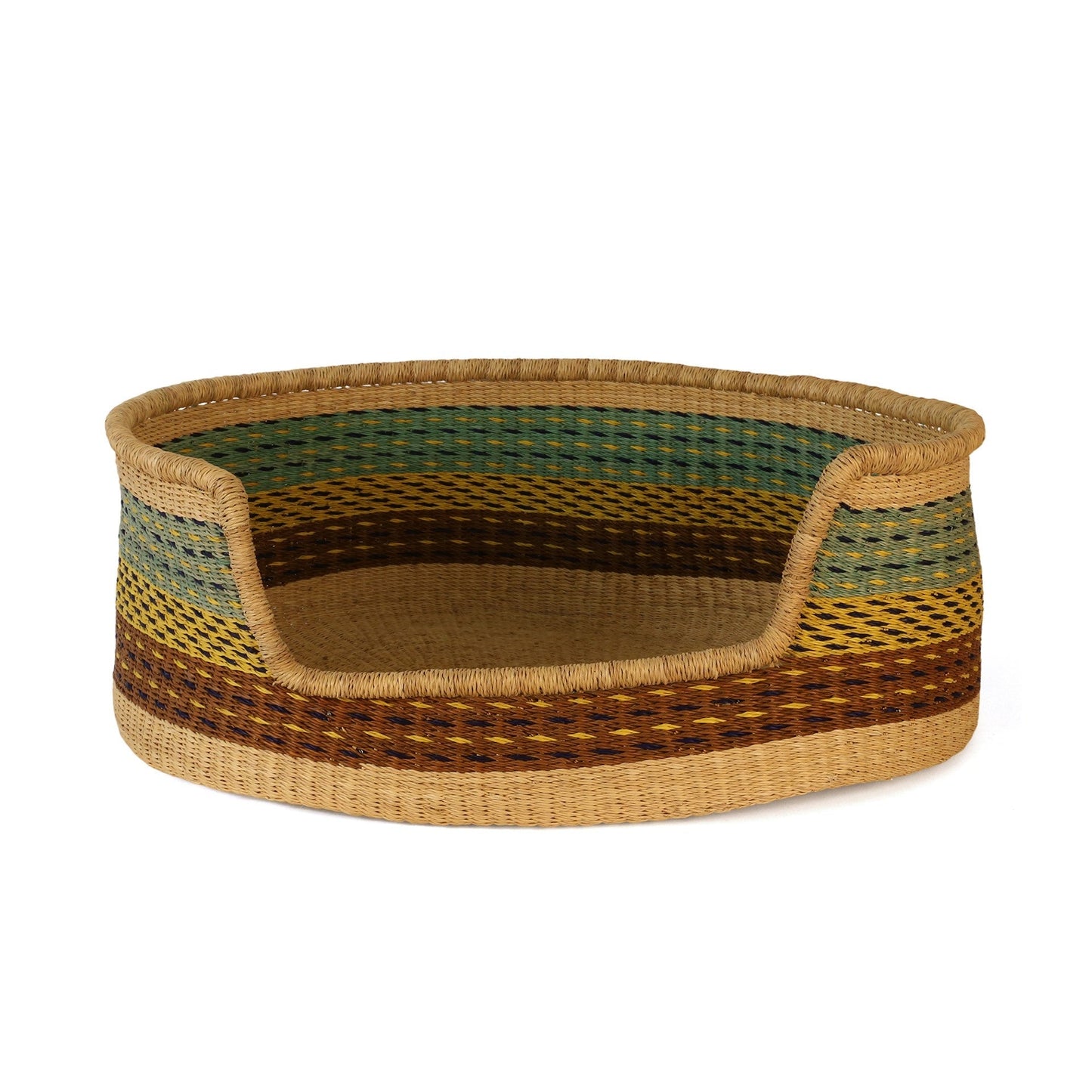 KUNTU: Blue, Brown and Yellow Dog Basket - Large