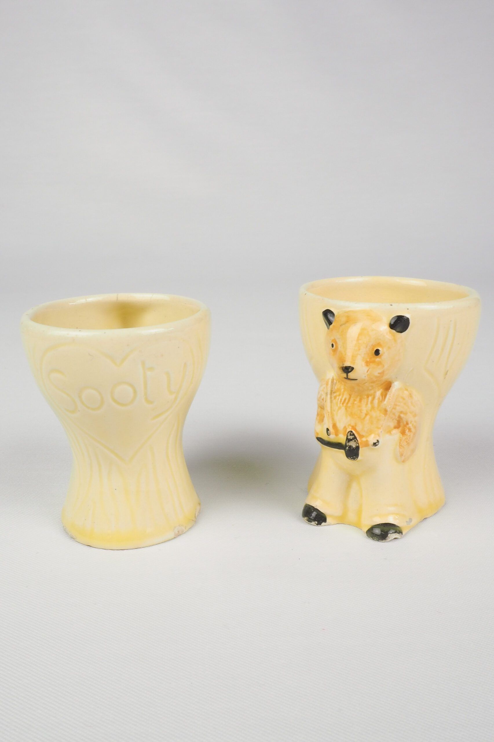 Pair of Vintage Sooty Egg Cups