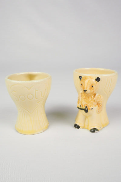 Pair of Vintage Sooty Egg Cups