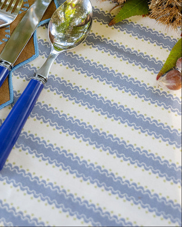 Atlantic Dark Blue Printed Tablecloth in 100% Cotton