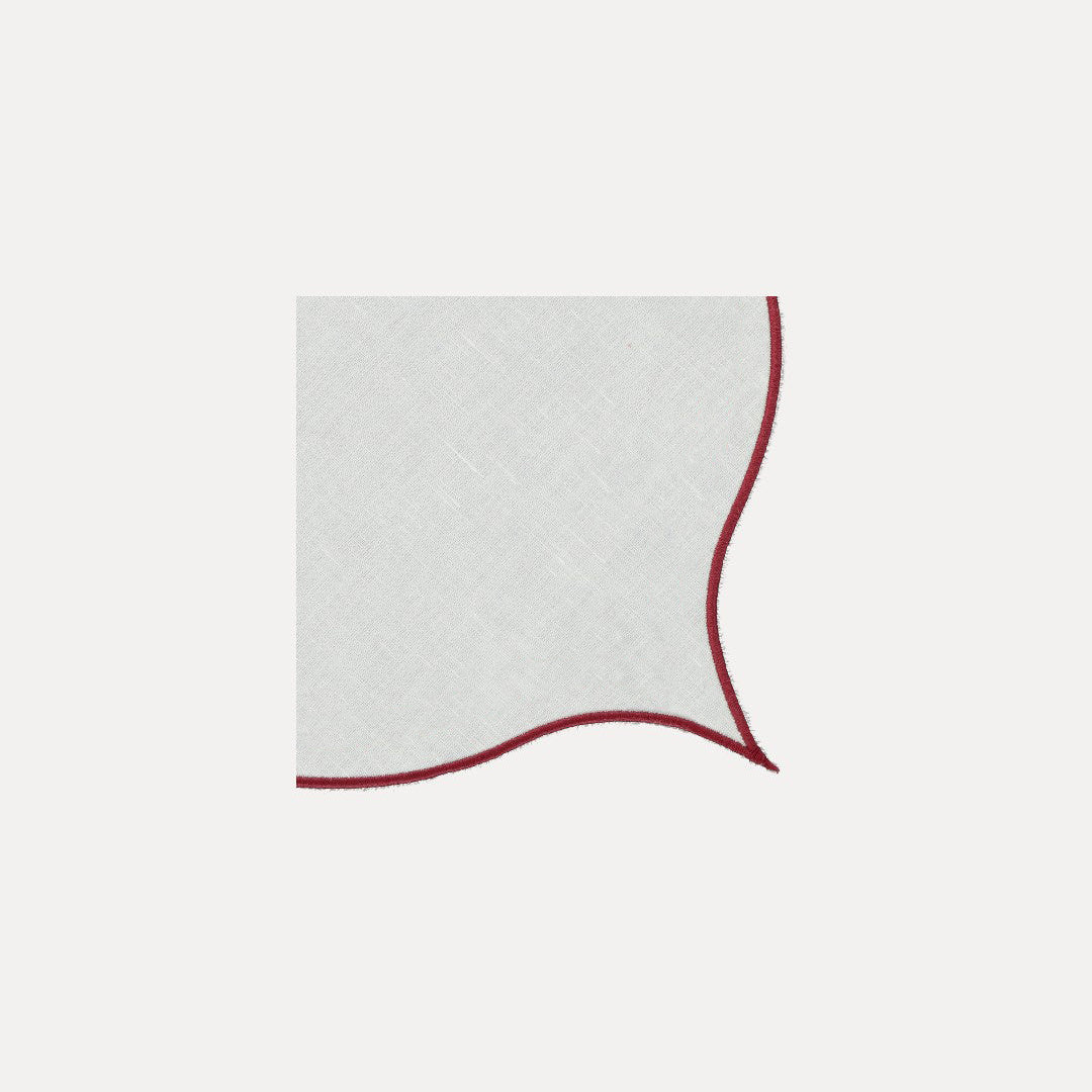 Leme Napkin, White with Burgundy