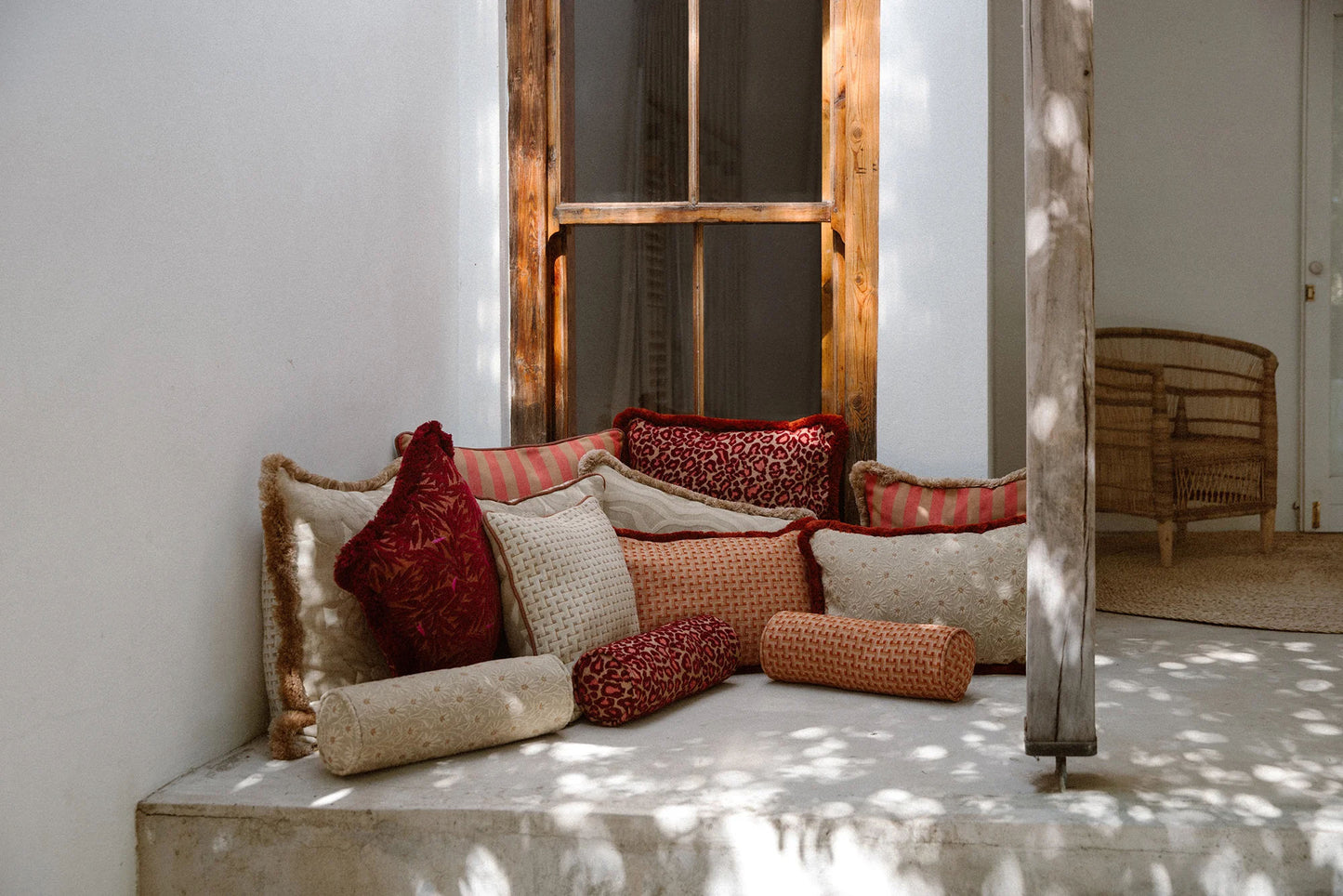 Double Sided Cushion Maya Bordeaux & Camel x Yoko Bordeaux & Spice