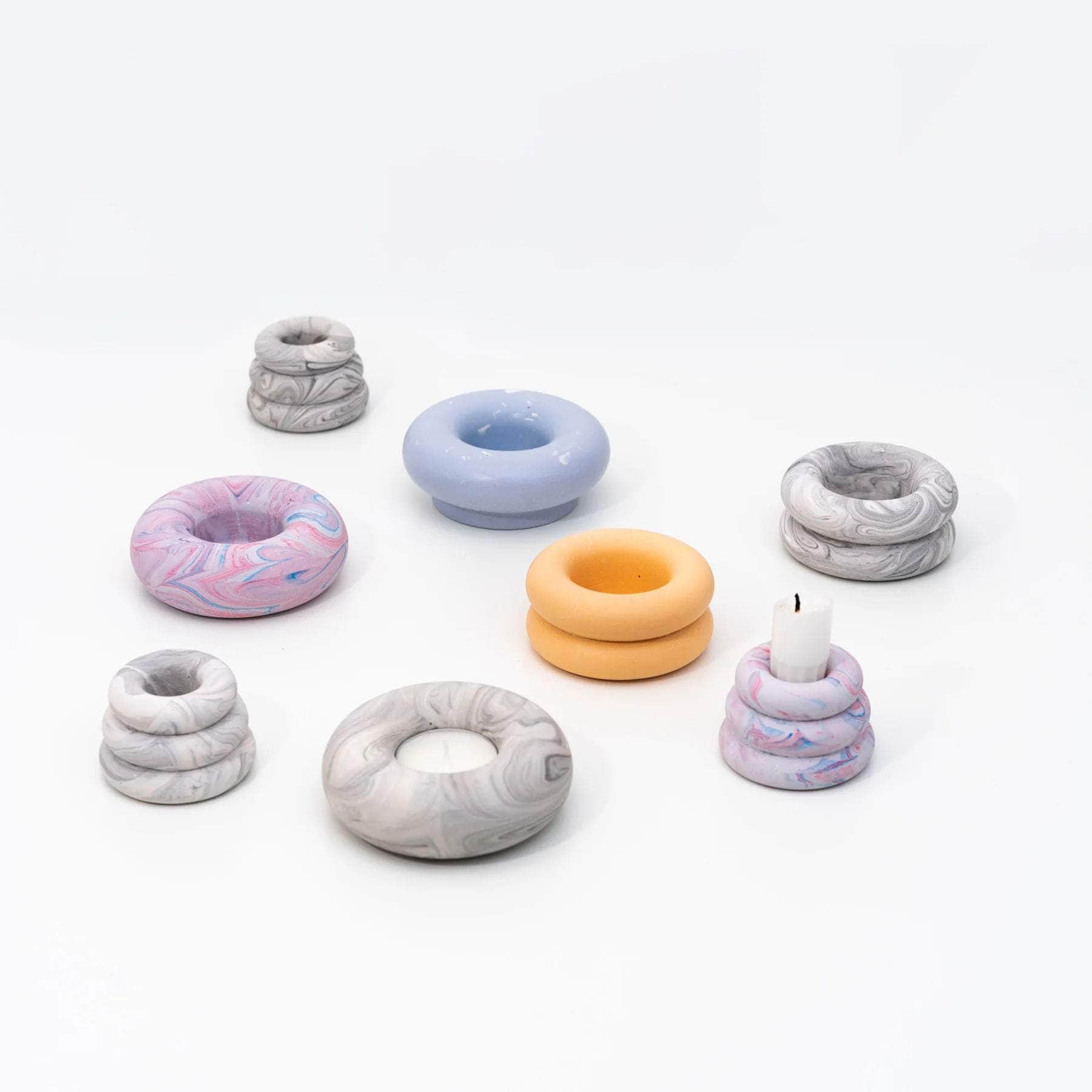 Marble Grey Triple O Candleholder