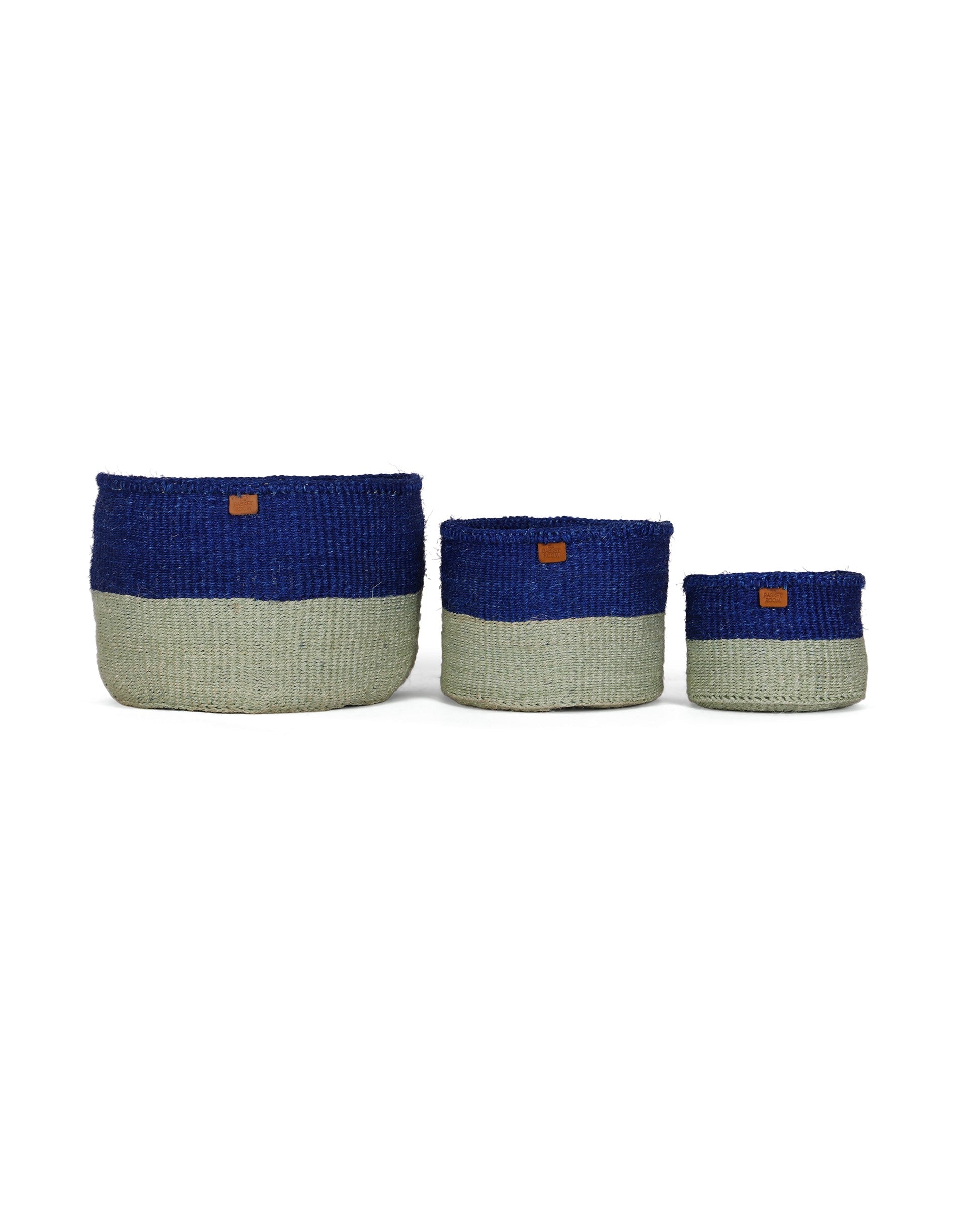 TIBA: True Blue and Sapling Green Colour Block Sisal Basket