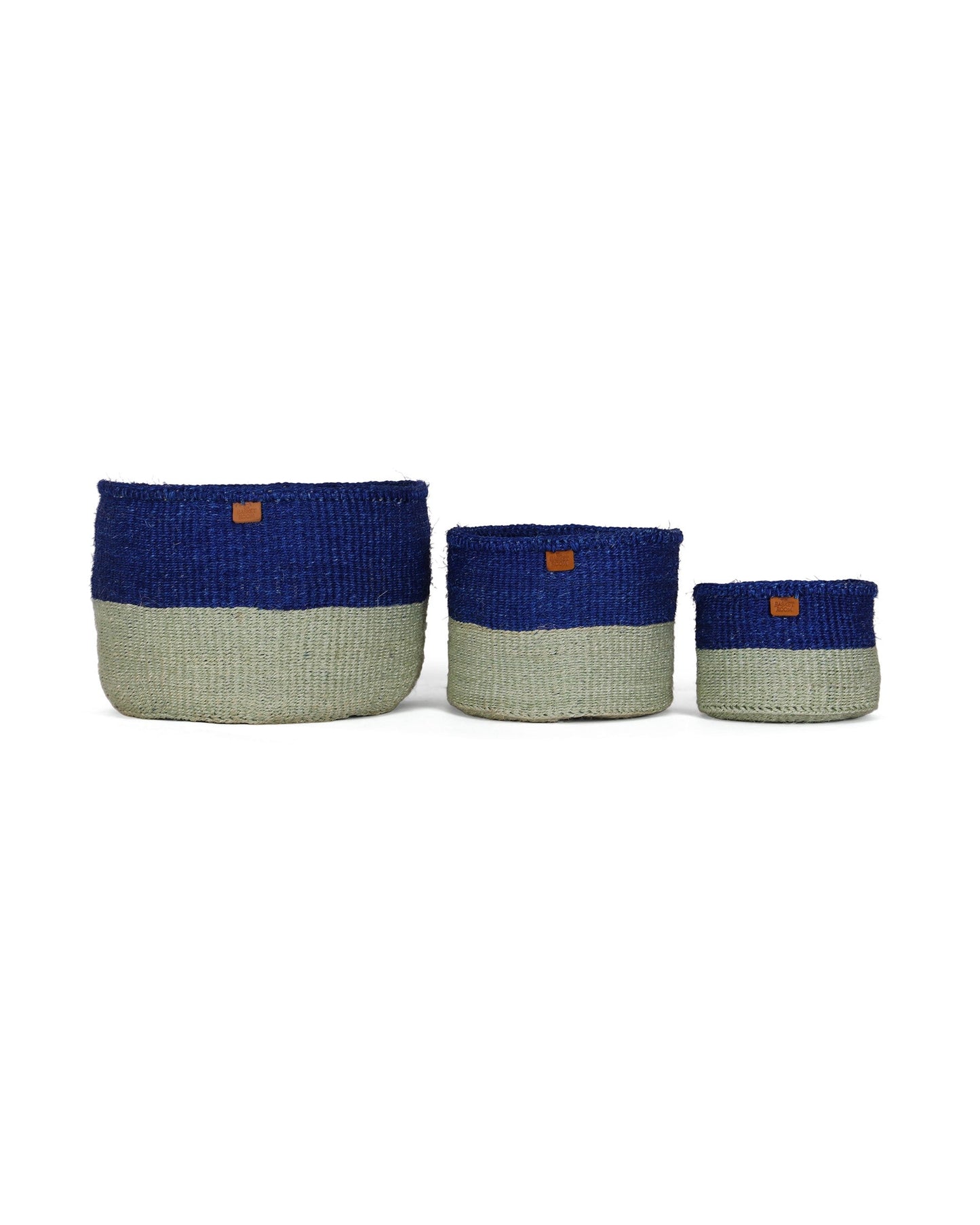 TIBA: True Blue and Sapling Green Colour Block Sisal Basket