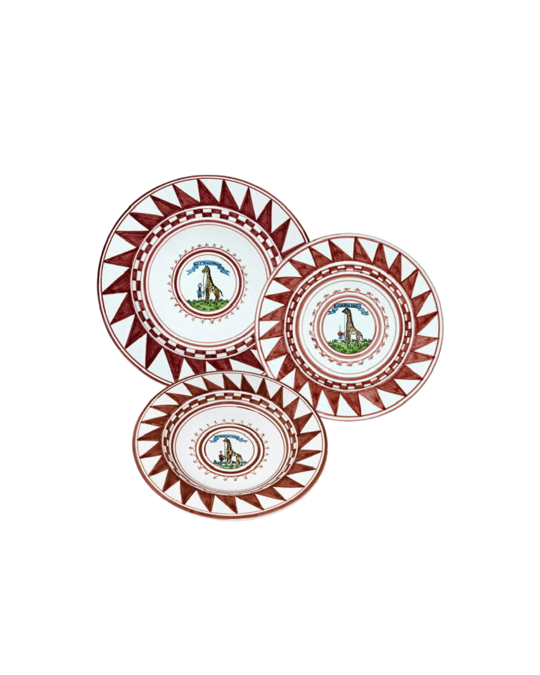 Giraffa White and Red Pattern Imperial Plate Set