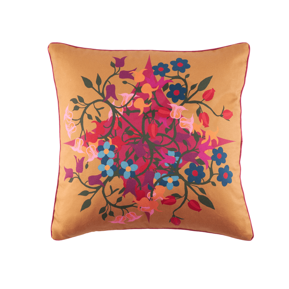 Blumen Orange Square Cushion Cover