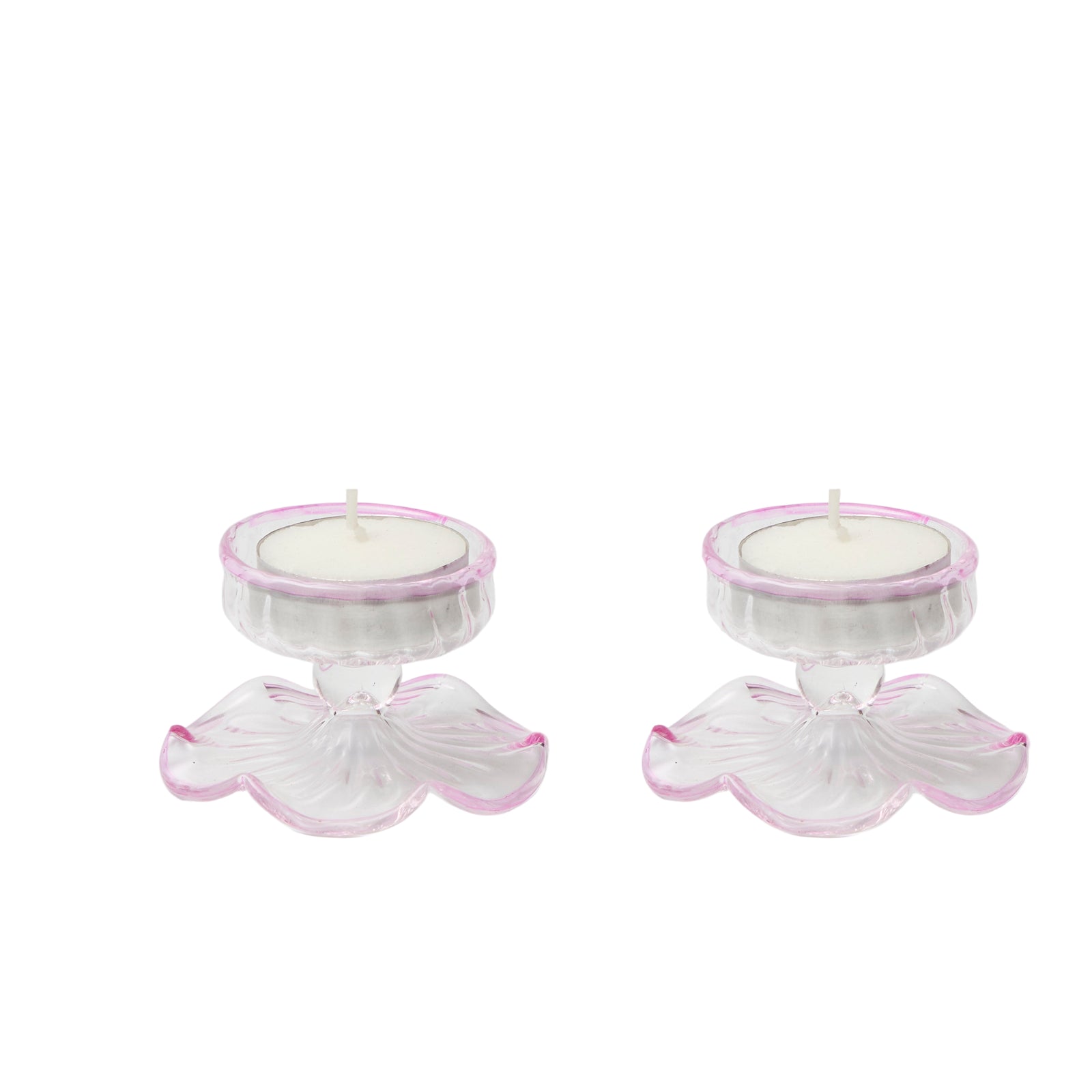 Pink Rimmed Tealight Holders (Set of 2)