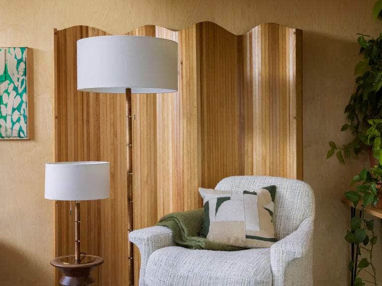 Brass disk table lamp