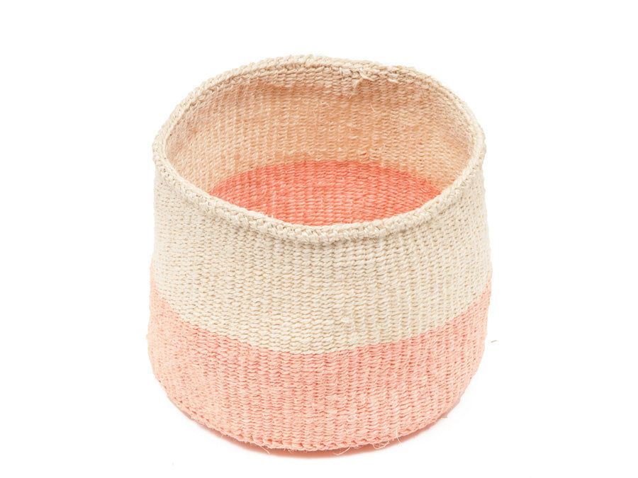 JIONI: Dusky Pink Colour Block Woven Basket