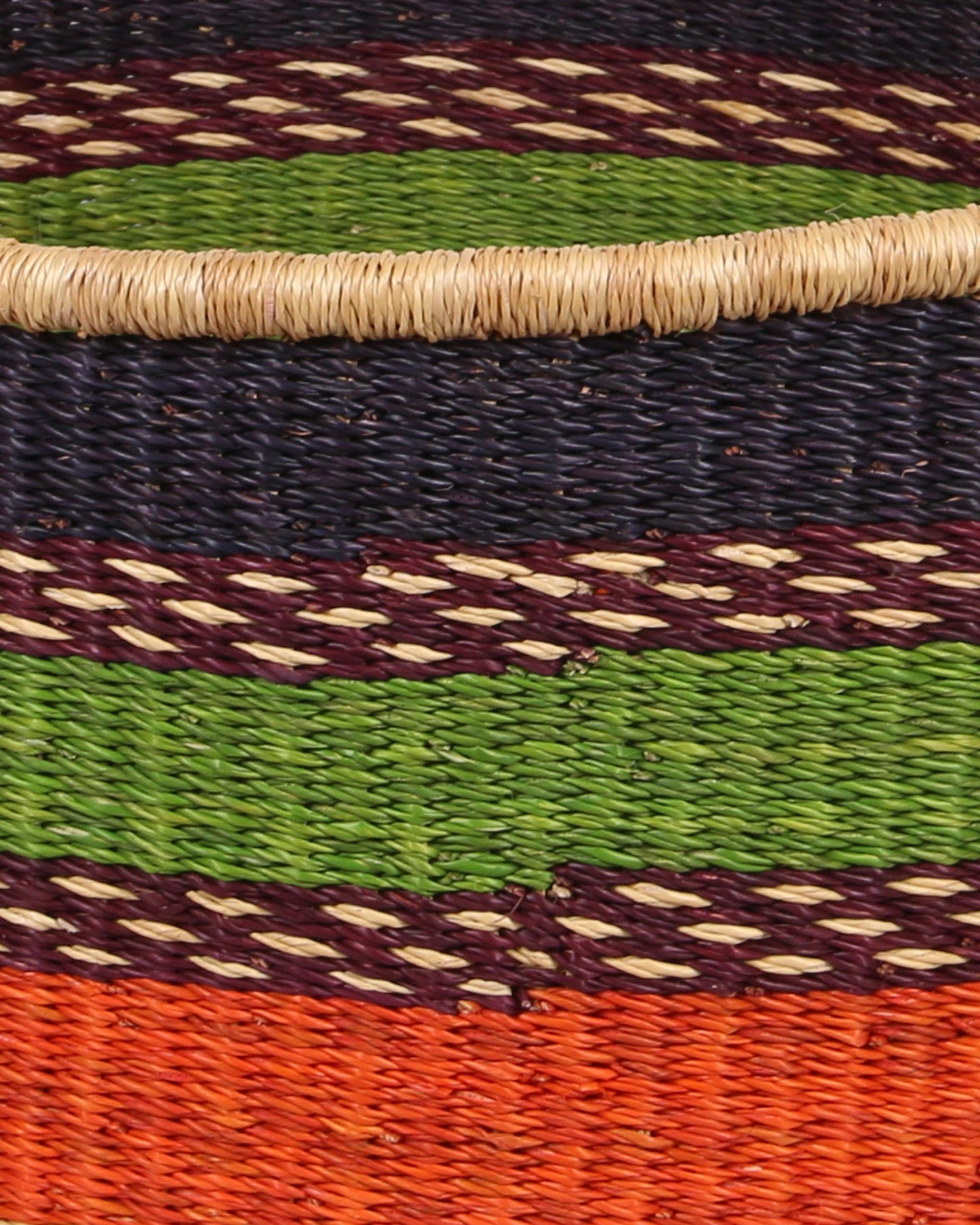 OBINA: Medium Green, Orange and Black Floor Storage Basket with Handles