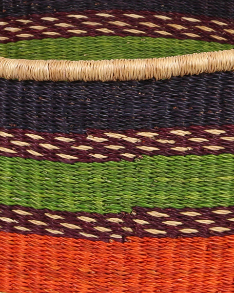 OBINA: Medium Green, Orange and Black Floor Storage Basket with Handles