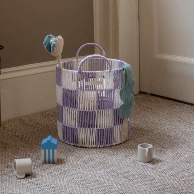 Checkerboard Storage Basket Medium - Lilac