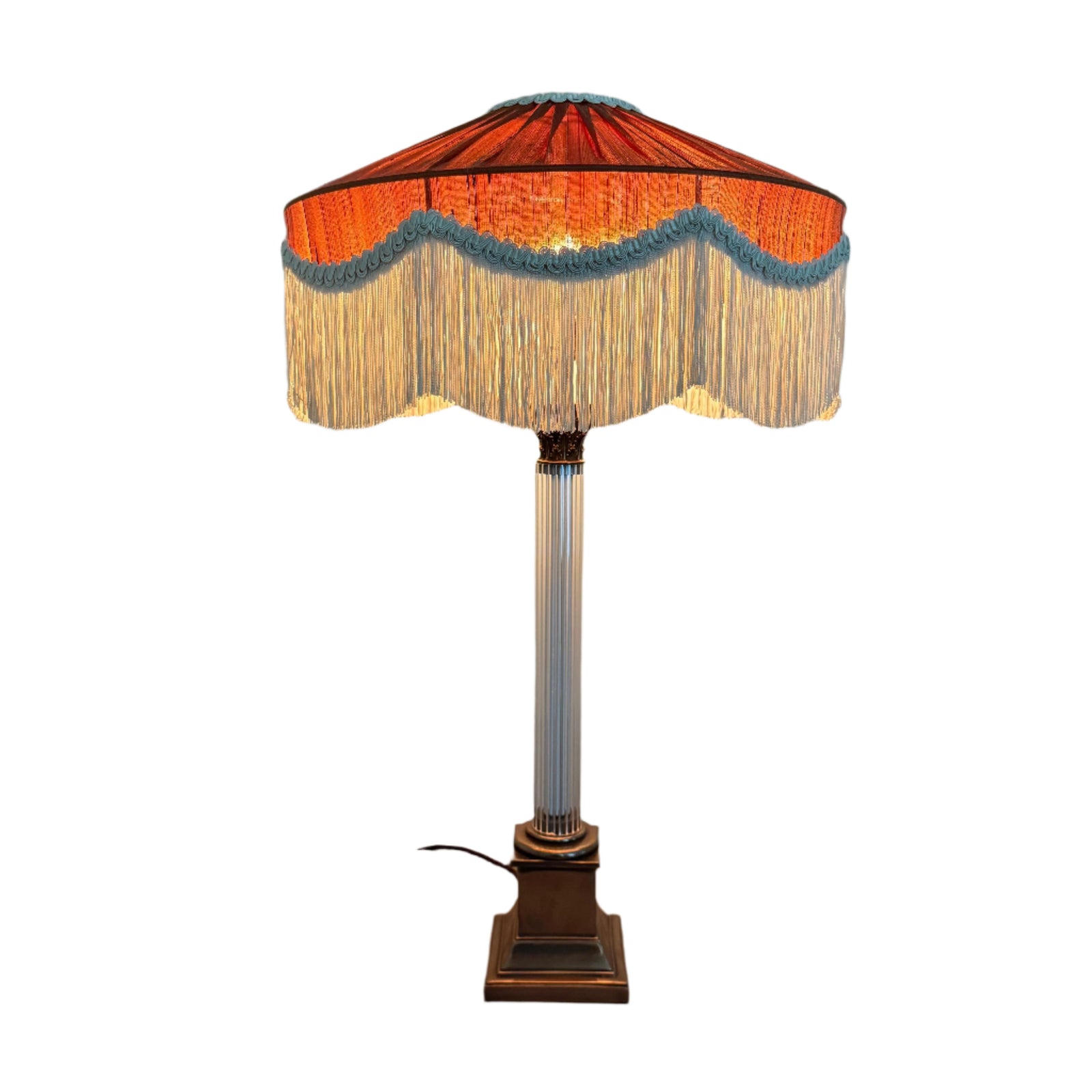 The Peggy Silk Fringed Lampshade - Rust
