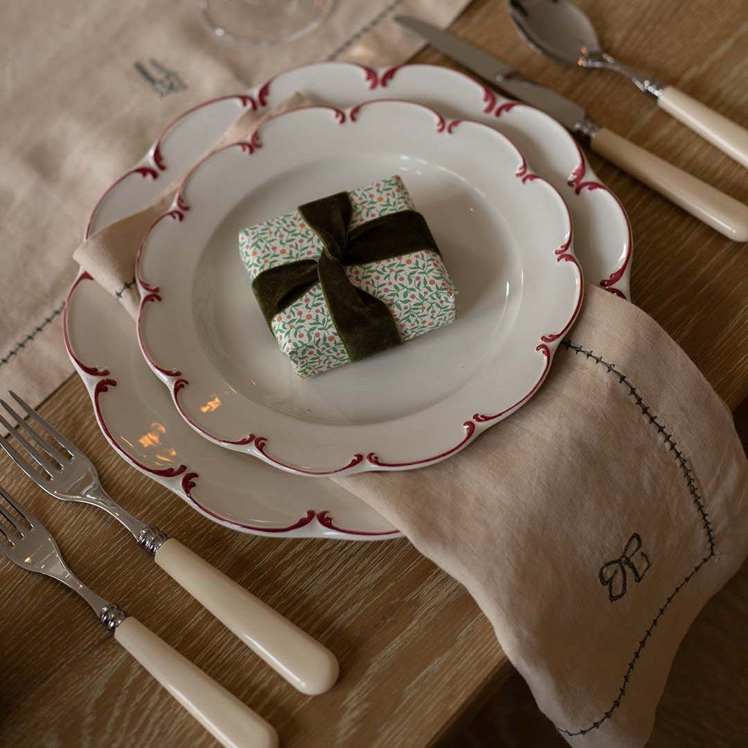 Embroidered Linen Napkins, Set of 2 - Natural