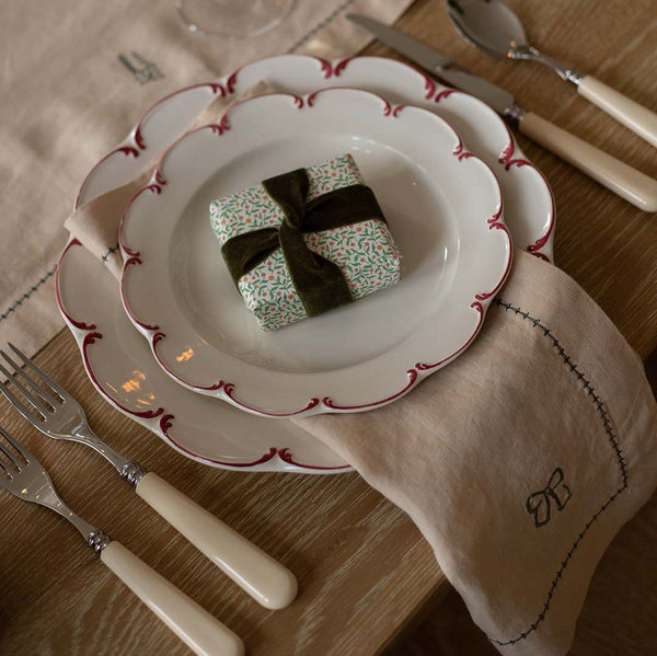 Embroidered Linen Napkins, Set of 2 - Natural