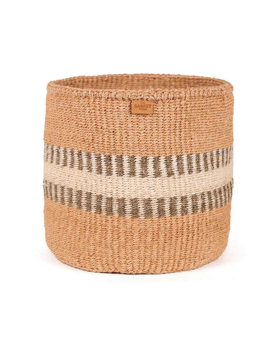 SUKARI: Beige & White Stripe Woven Storage Basket