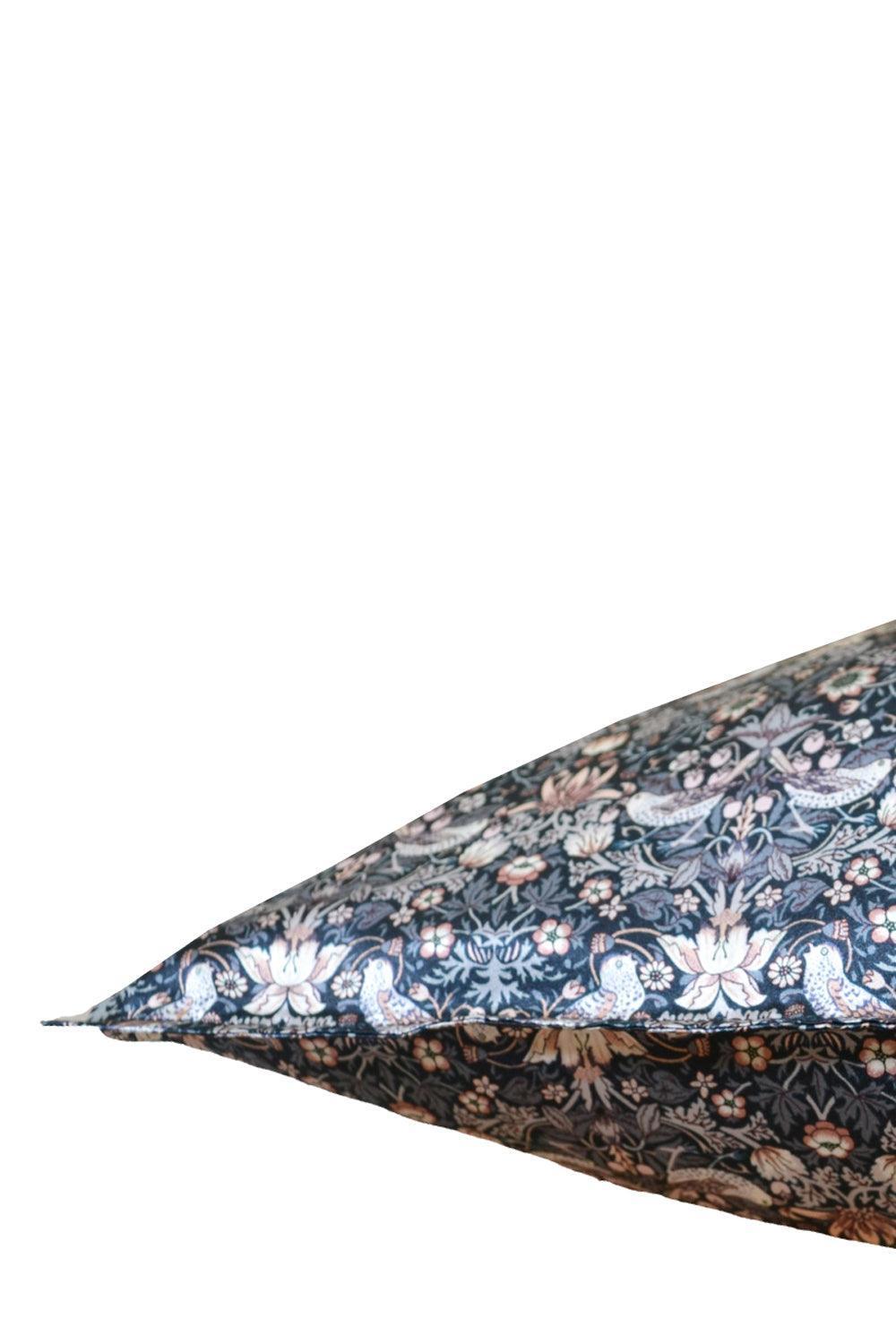 Silk Pillowcase made with Liberty Fabric STRAWBERRY THIEF GREY